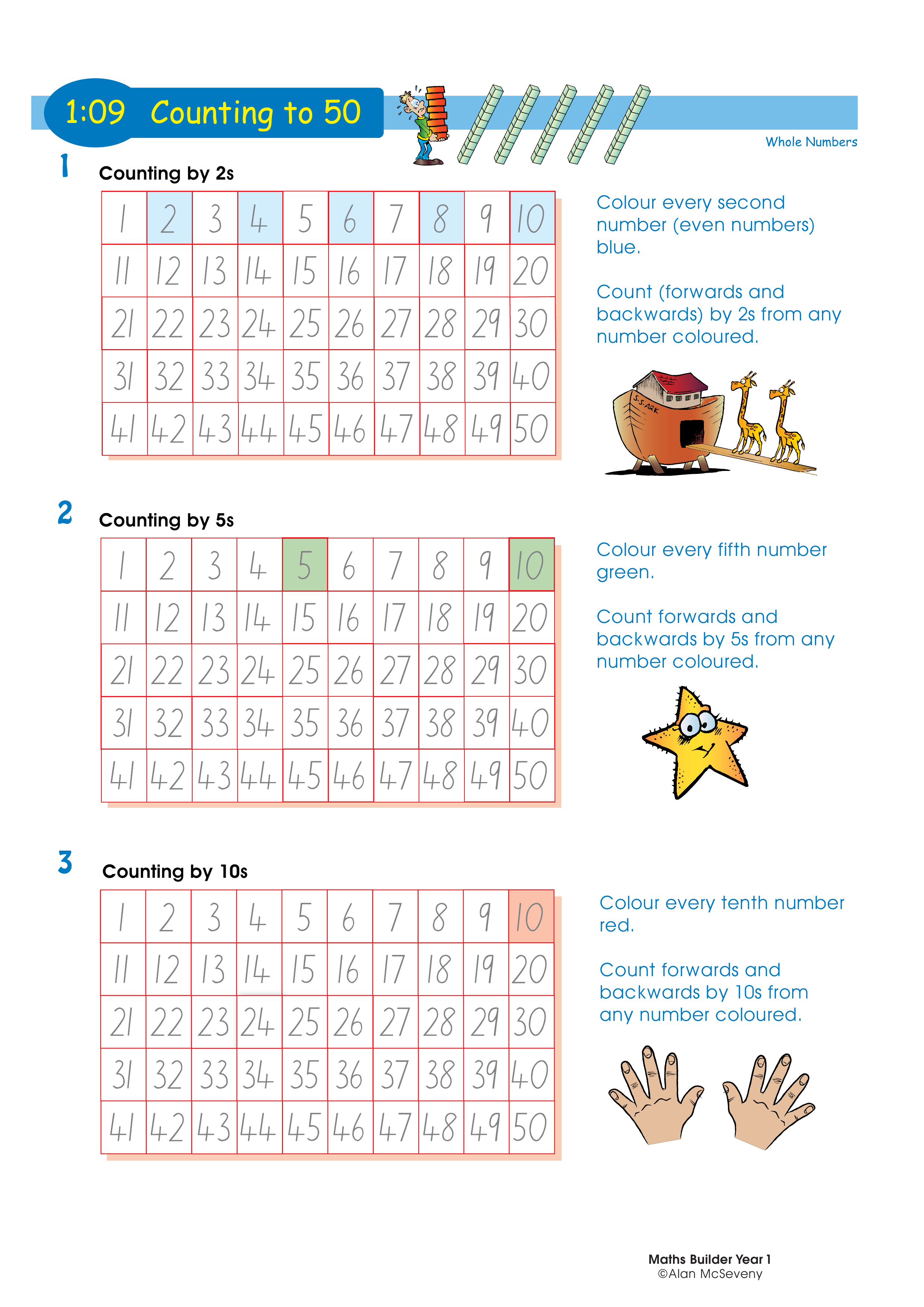 Counting to 50 — worksheet preview