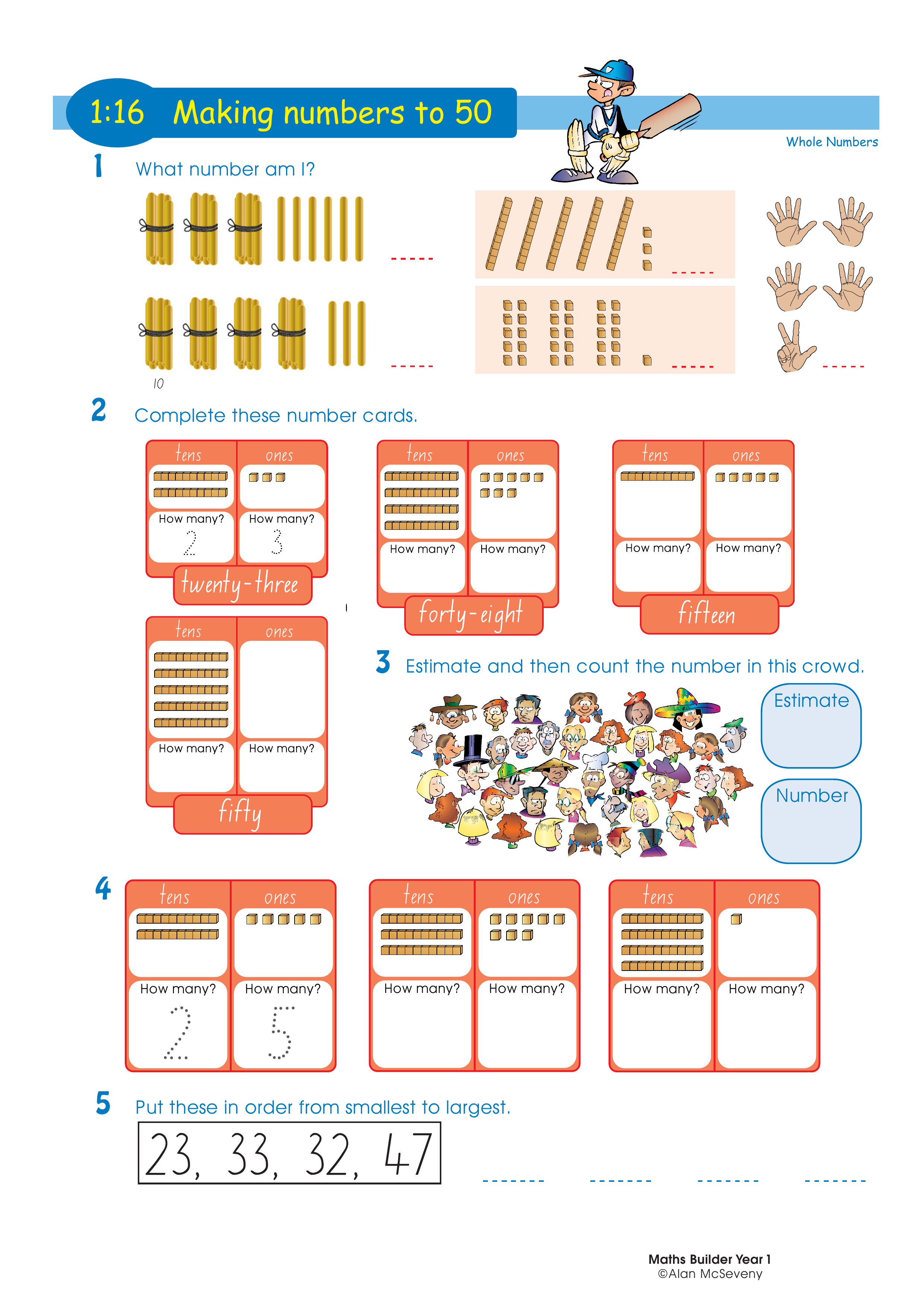 Making numbers to 50 — worksheet preview