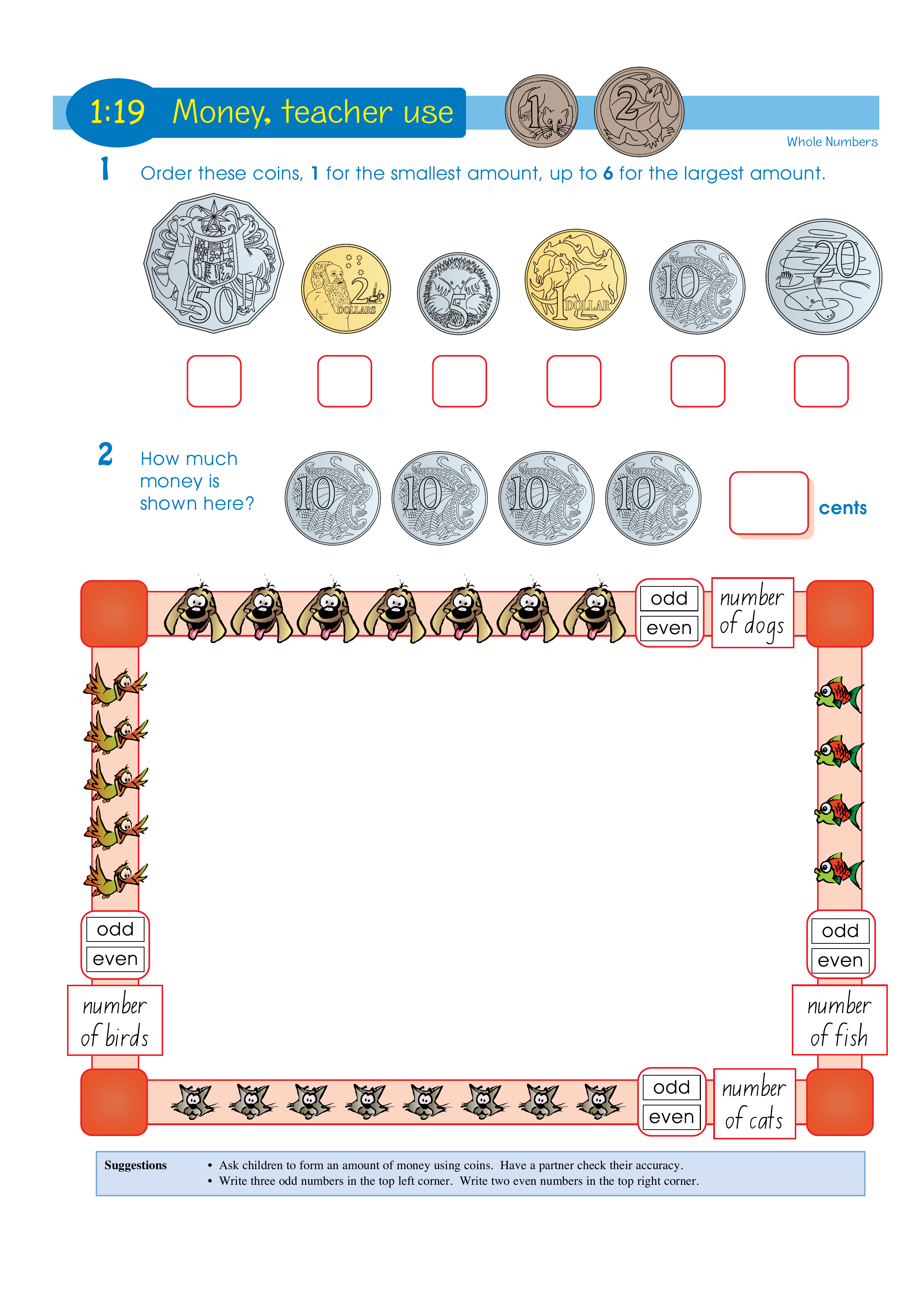 Money, teacher use — worksheet preview