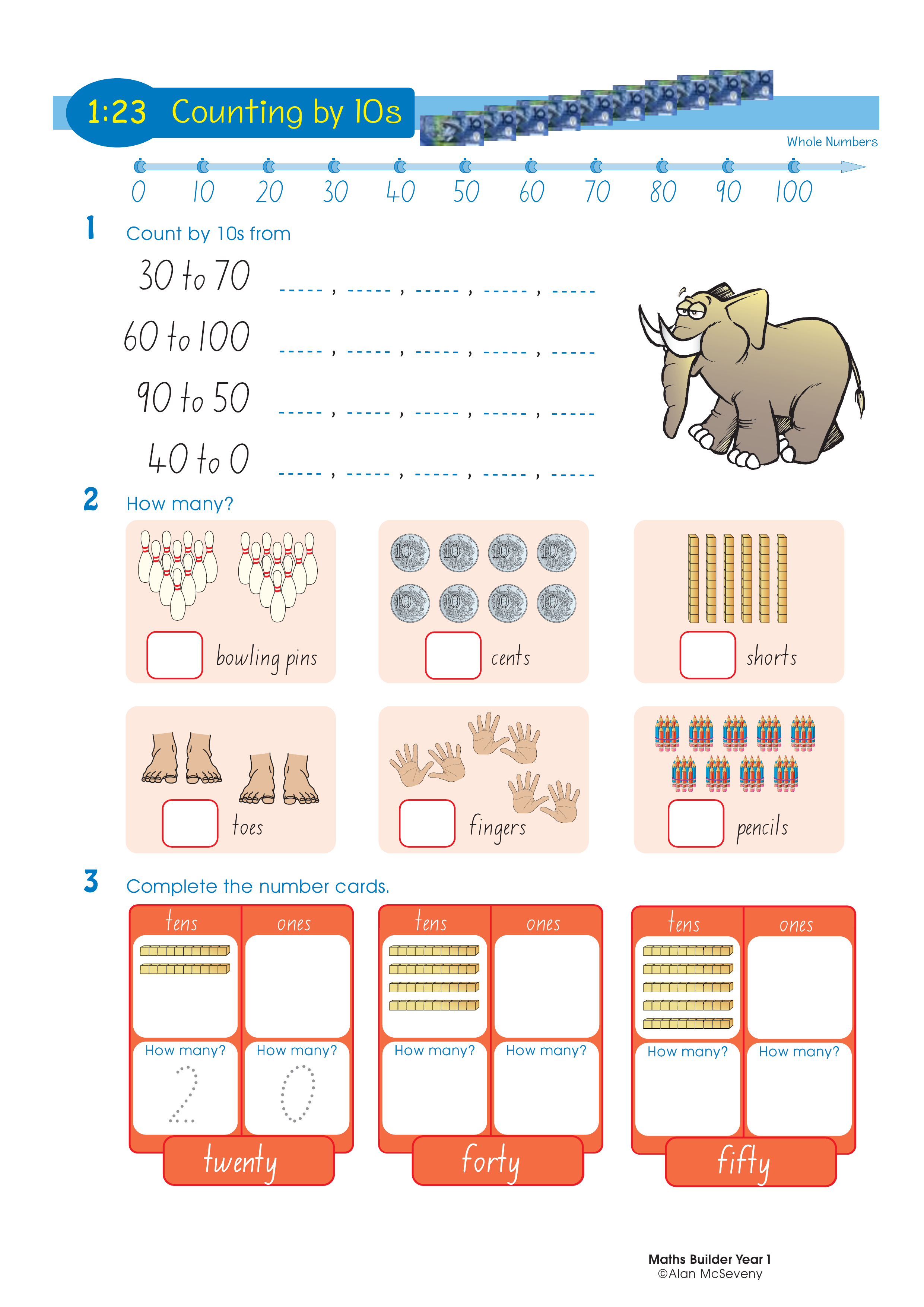 Counting by 10s — worksheet preview