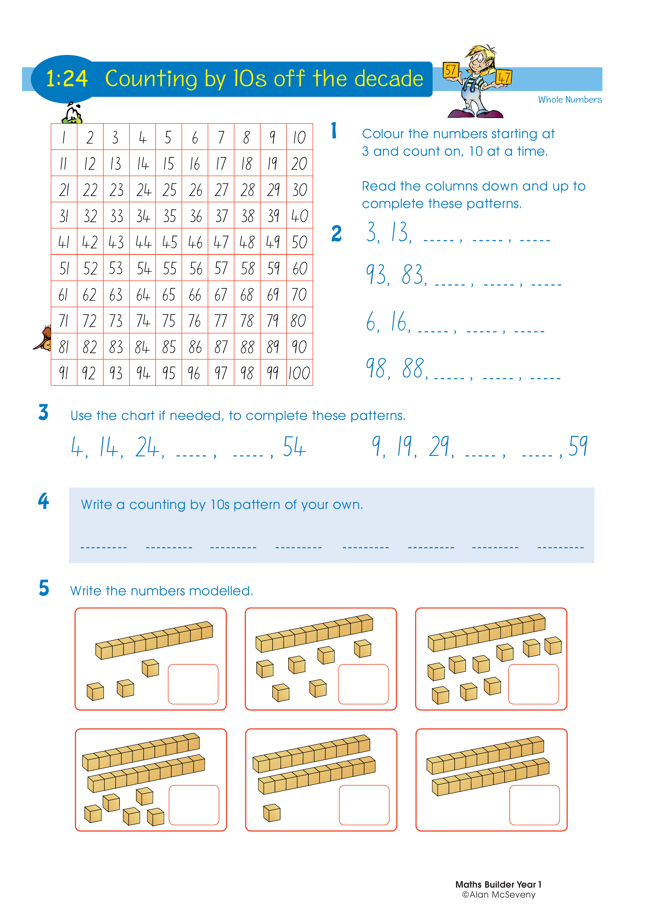 Counting by 10s off the decade — worksheet preview