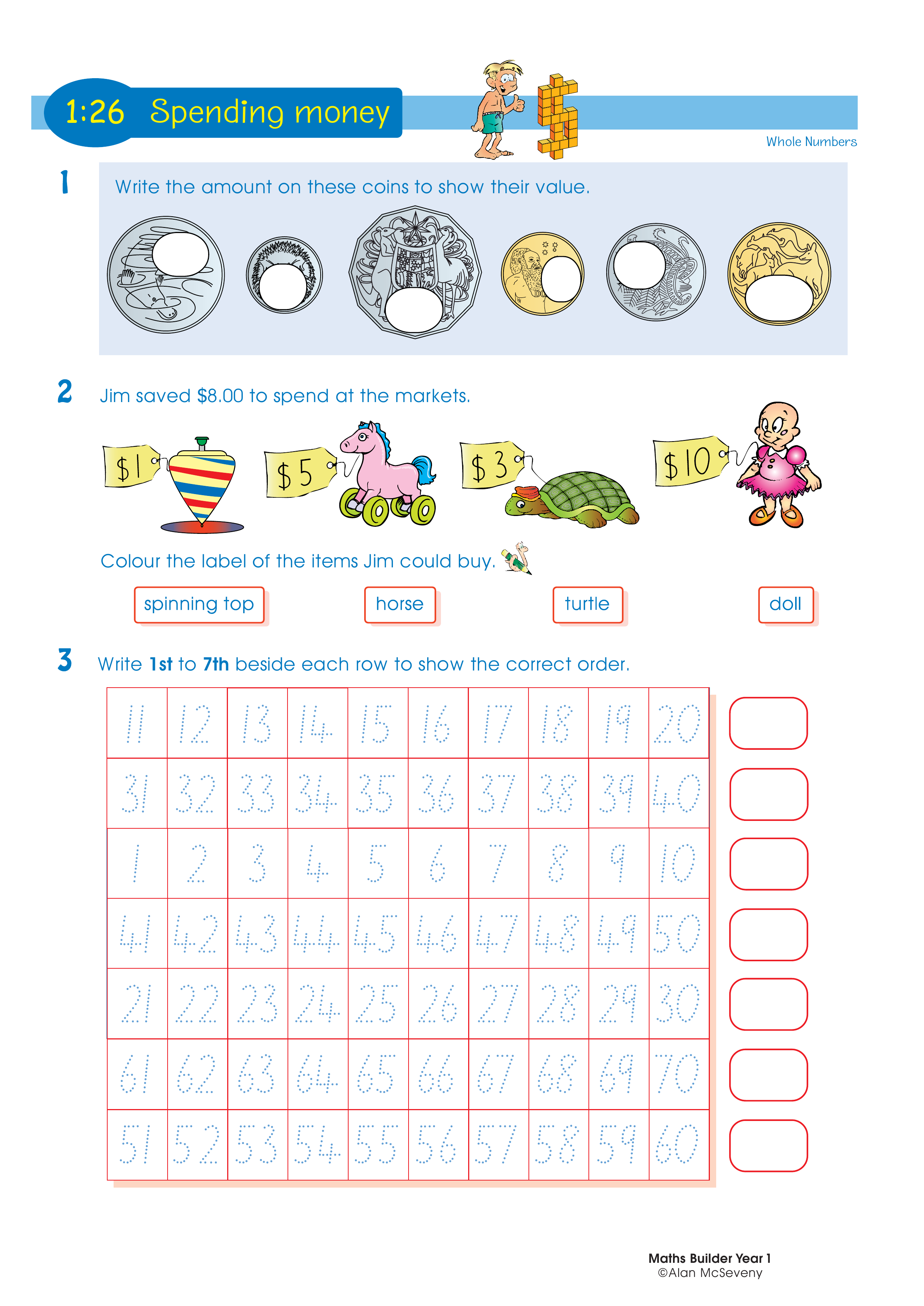 Spending money — worksheet preview