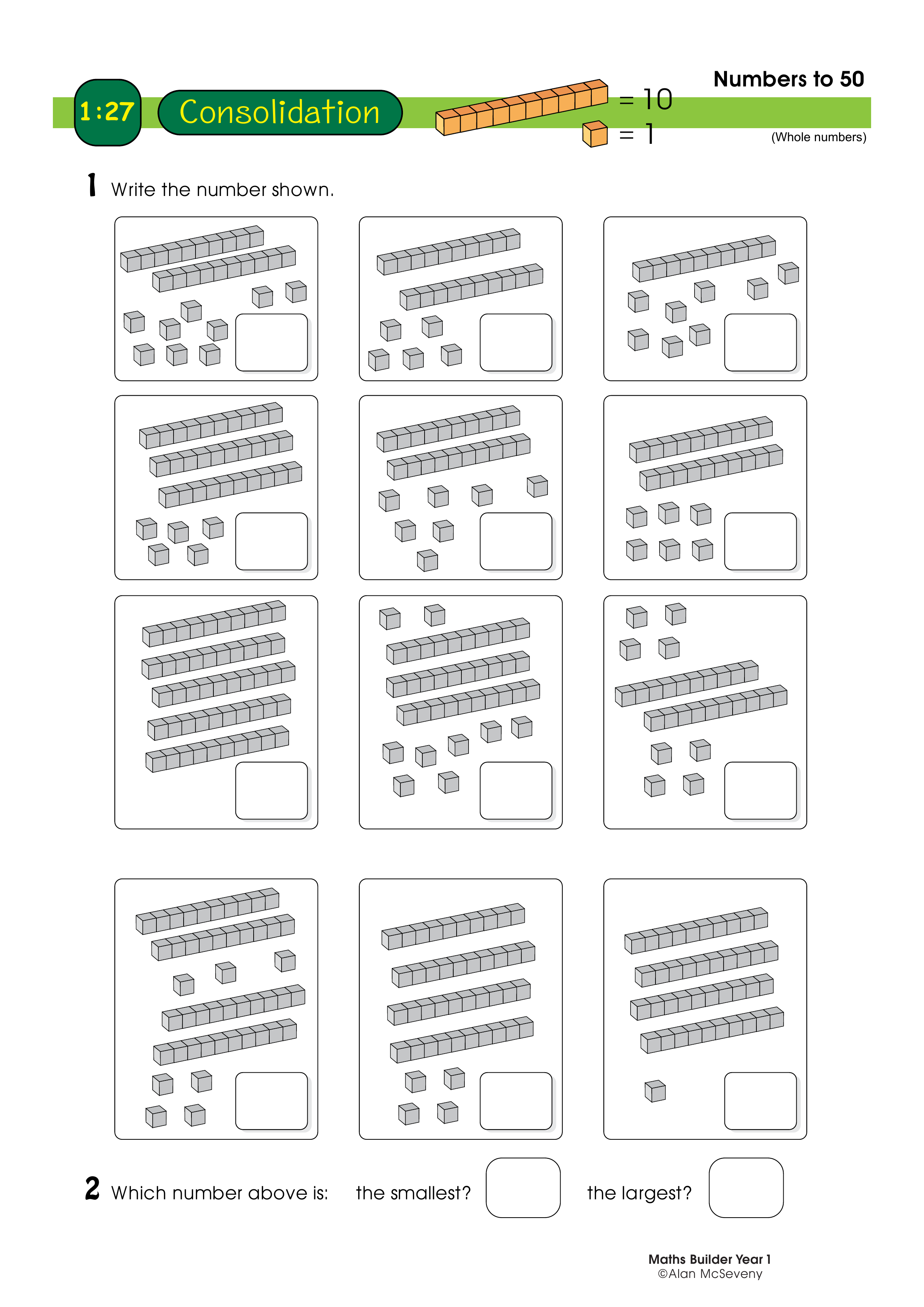 Numbers to 50 — worksheet preview