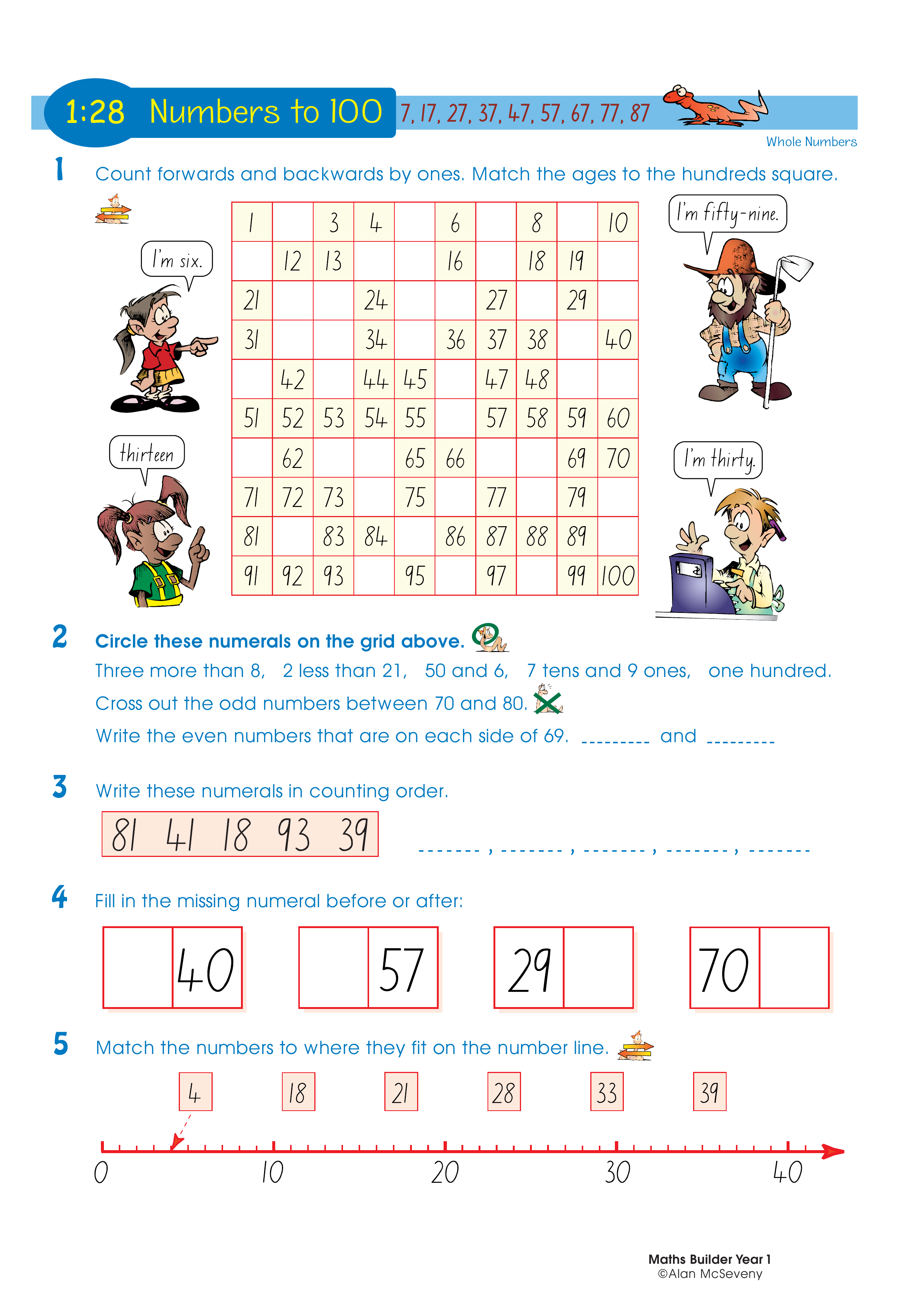 Numbers to 100 — worksheet preview