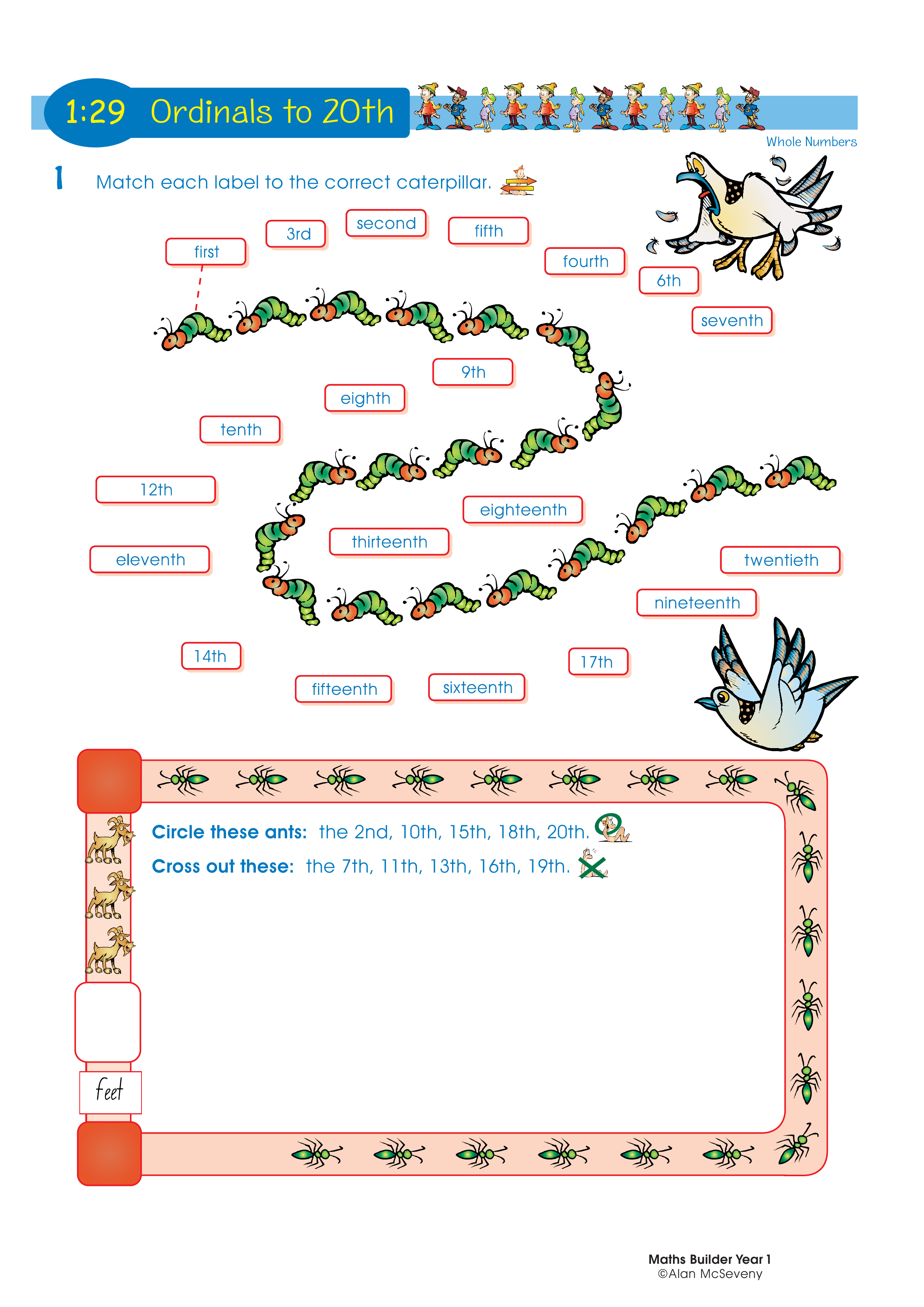 Ordinals to 20th — worksheet preview