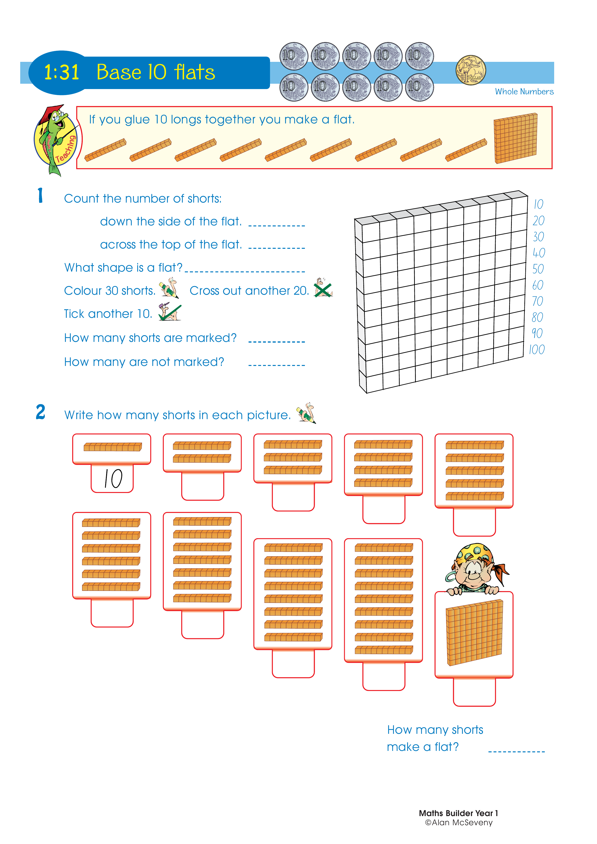 Base 10 flats — worksheet preview