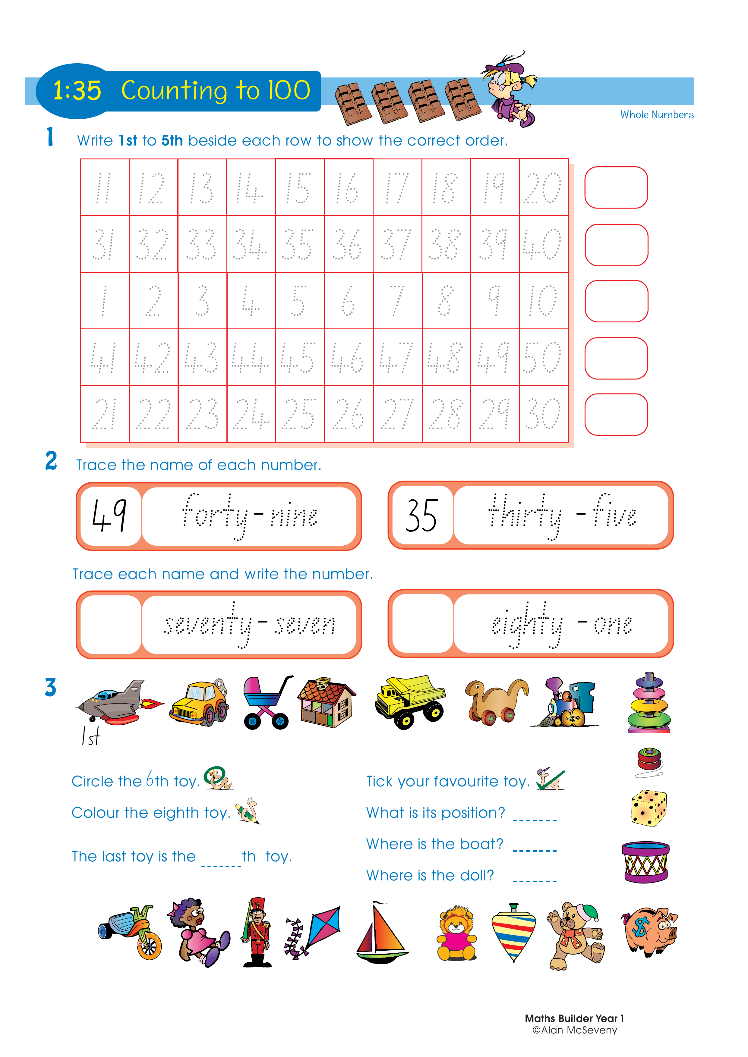 Counting to 100 — worksheet preview