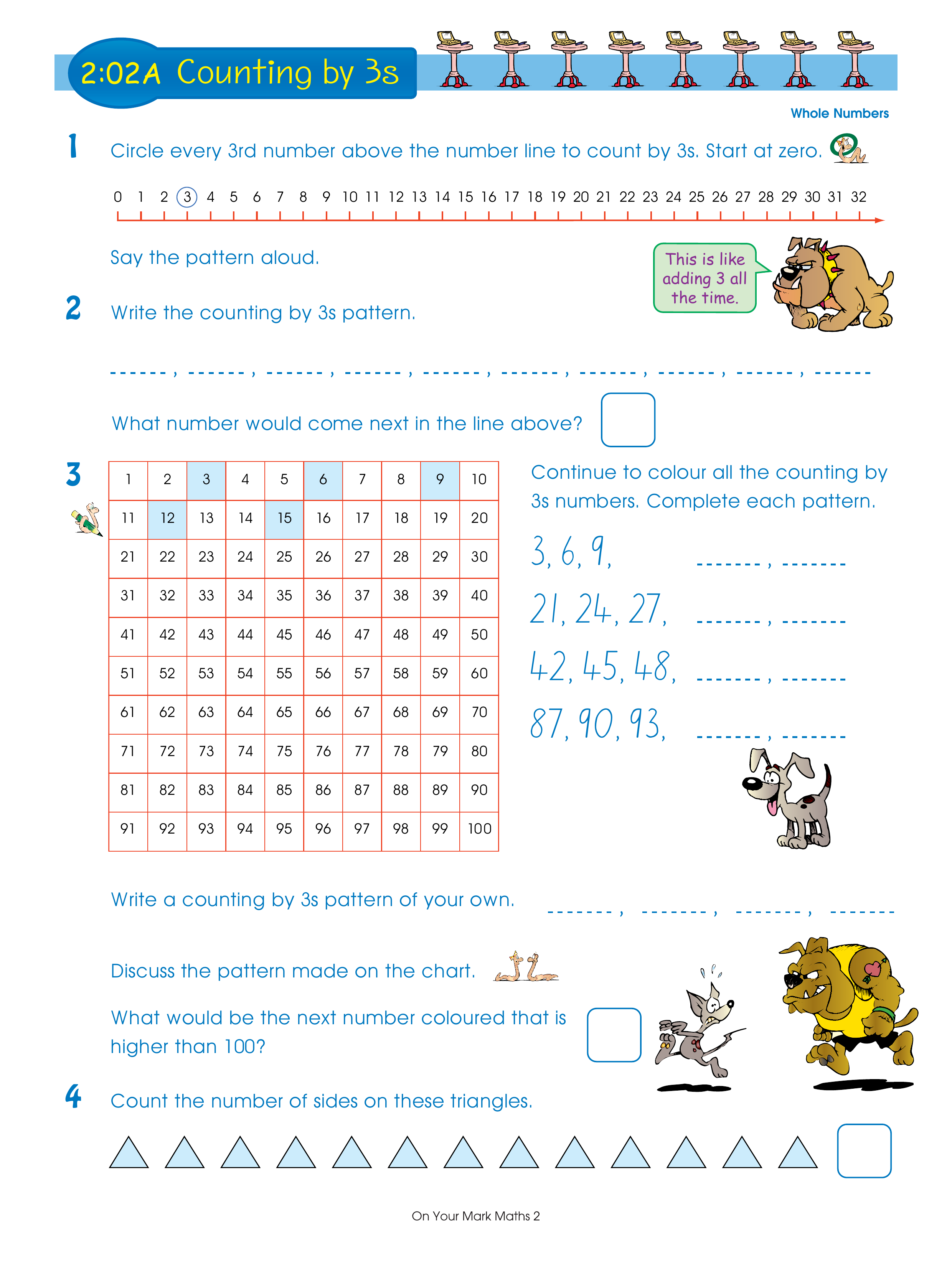 Counting by 3s — worksheet preview