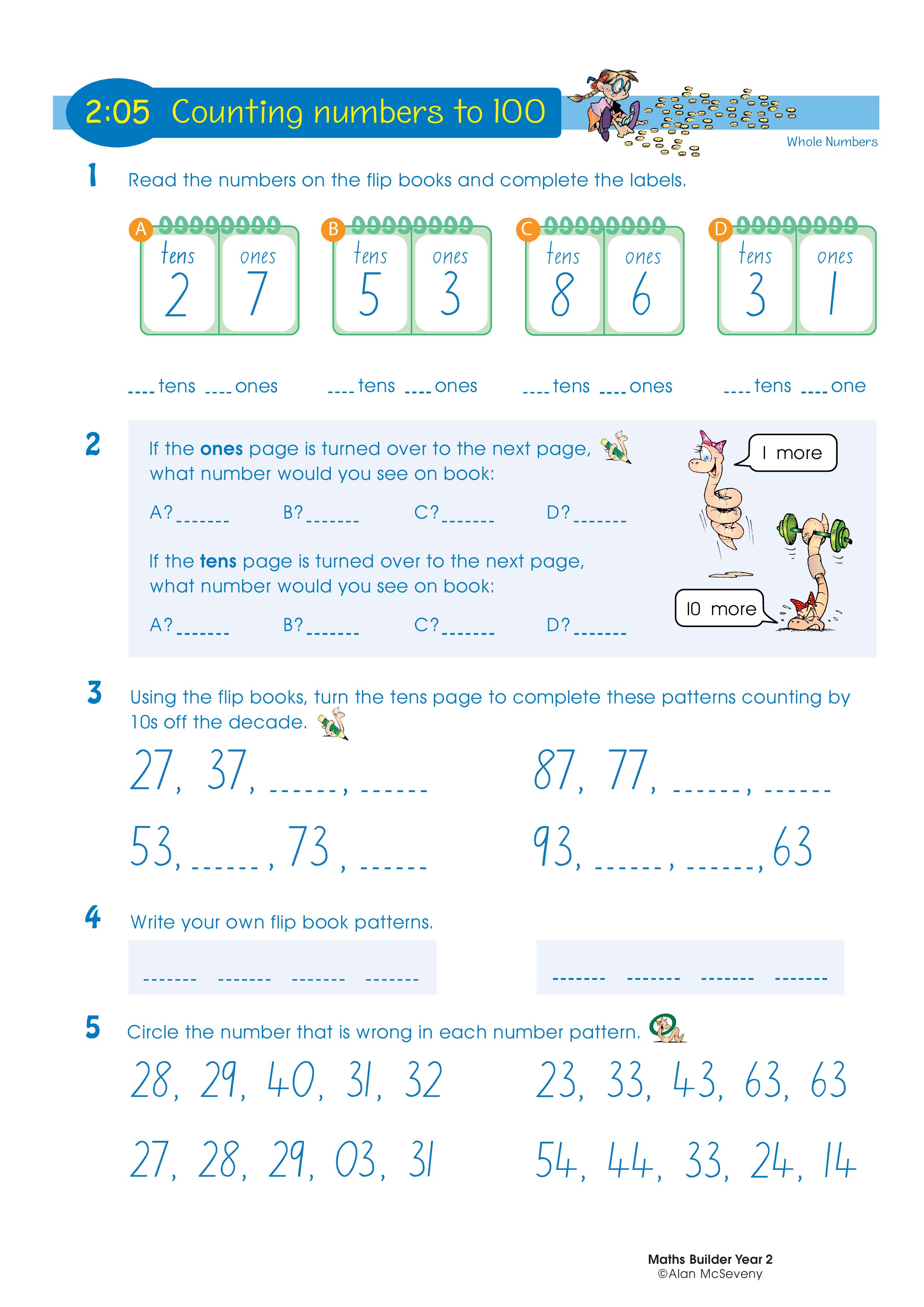 Counting numbers to 100 — worksheet preview