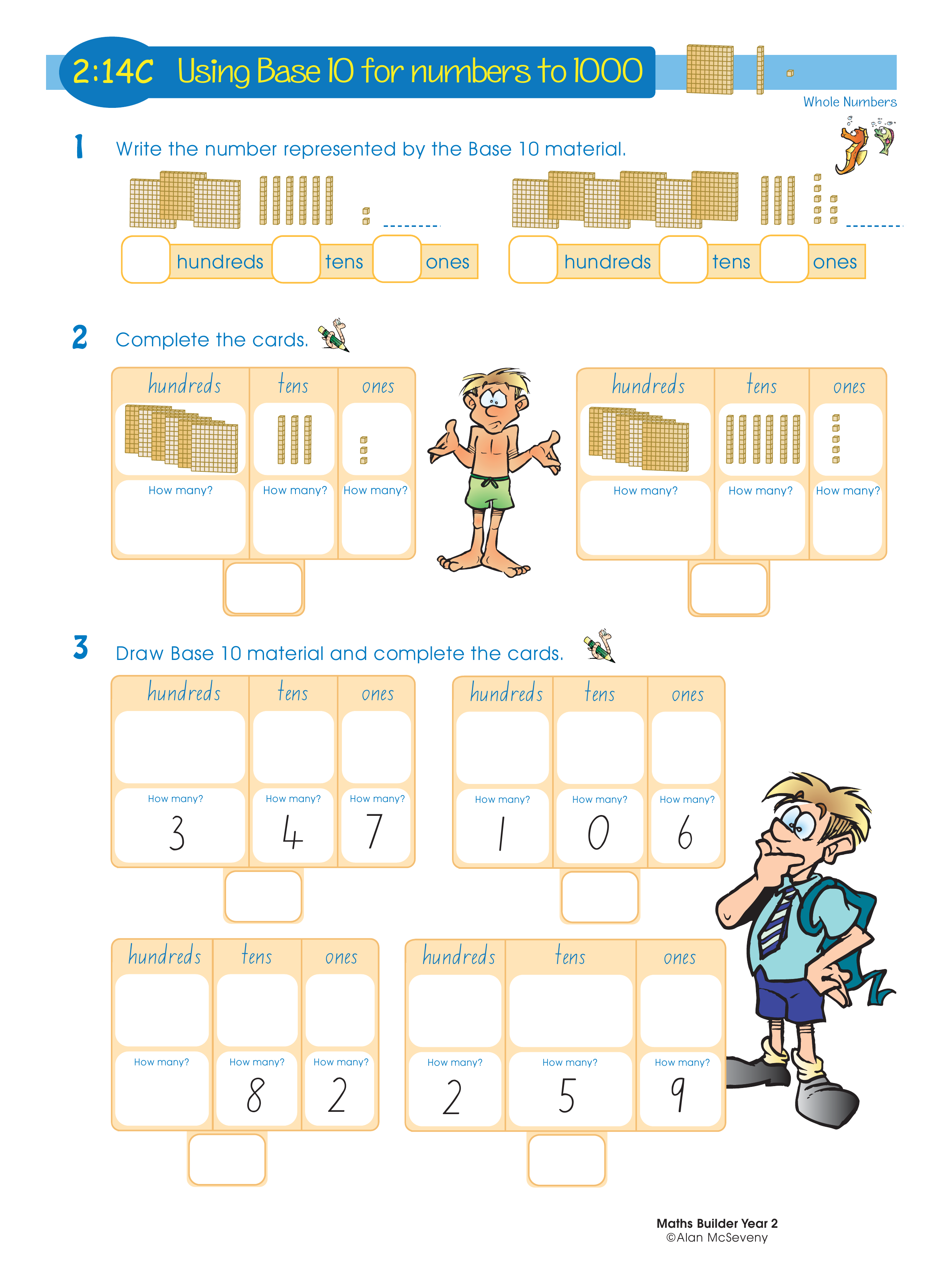 Using Base 10 for numbers to 1000 — worksheet preview