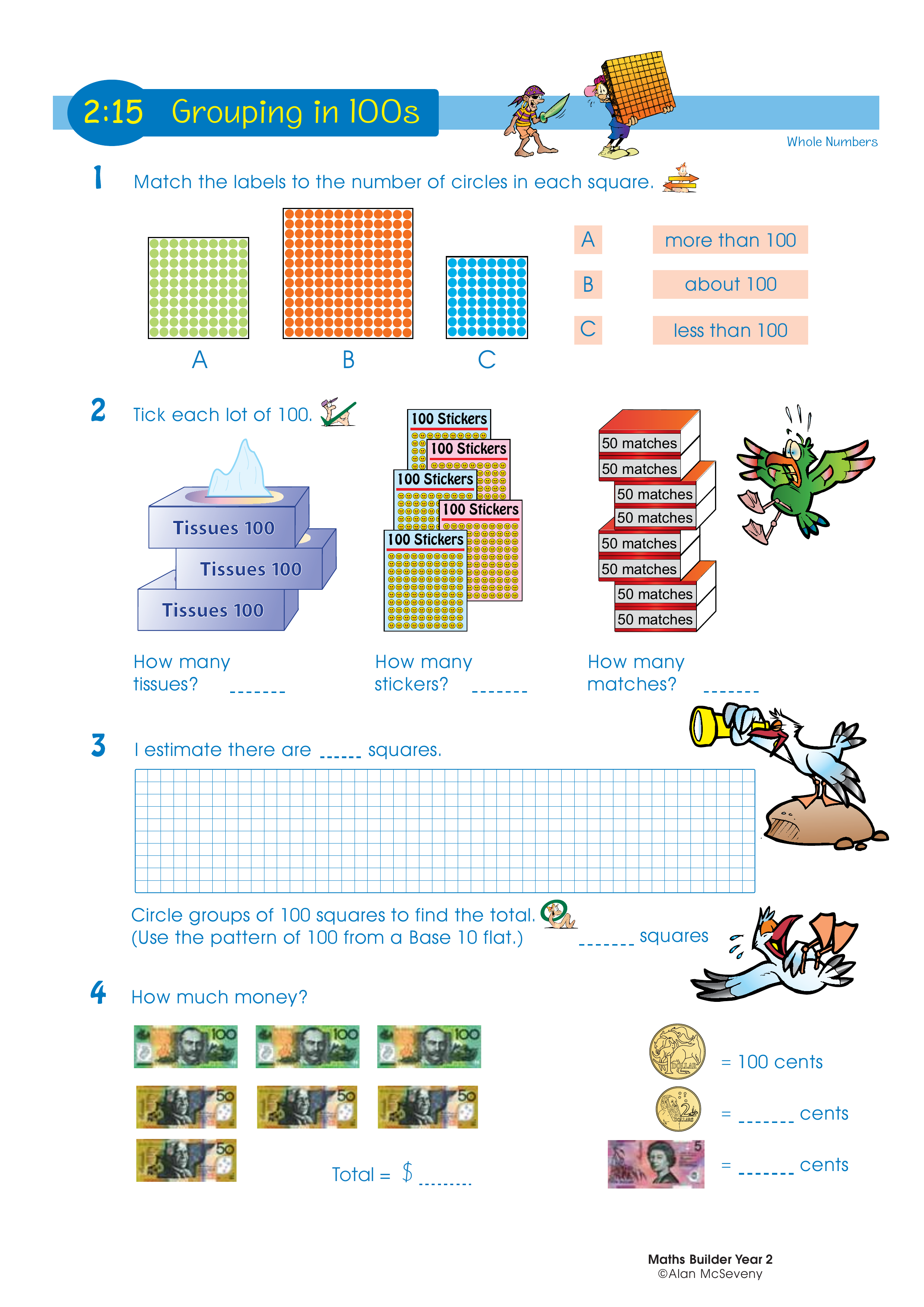 Grouping in 100s — worksheet preview