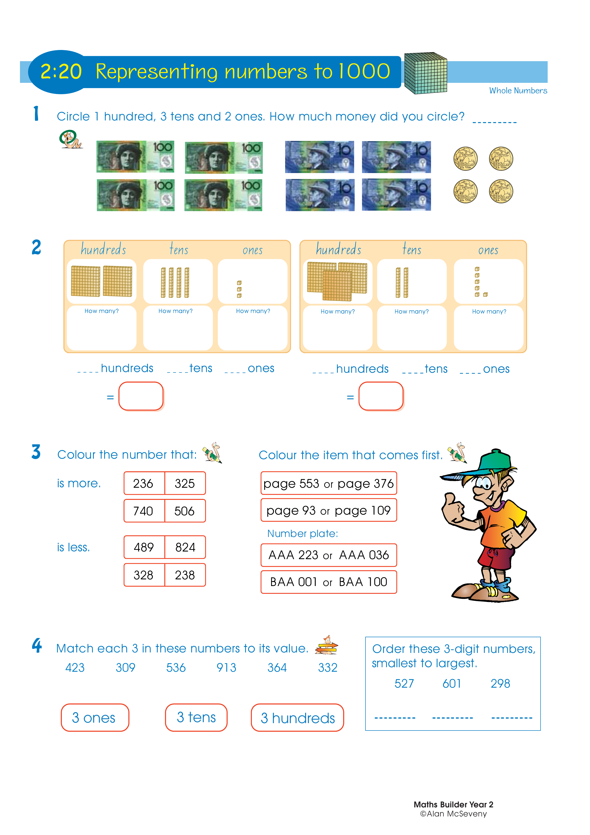 Representing numbers to 1000 — worksheet preview