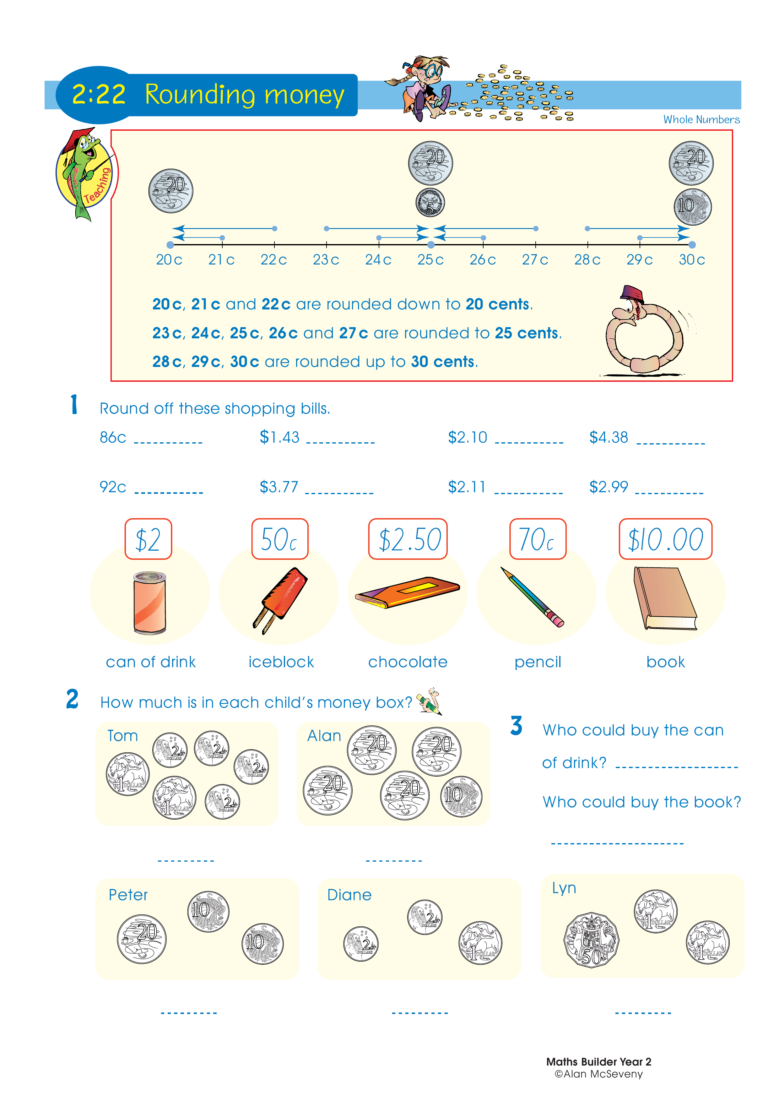 Rounding money — worksheet preview