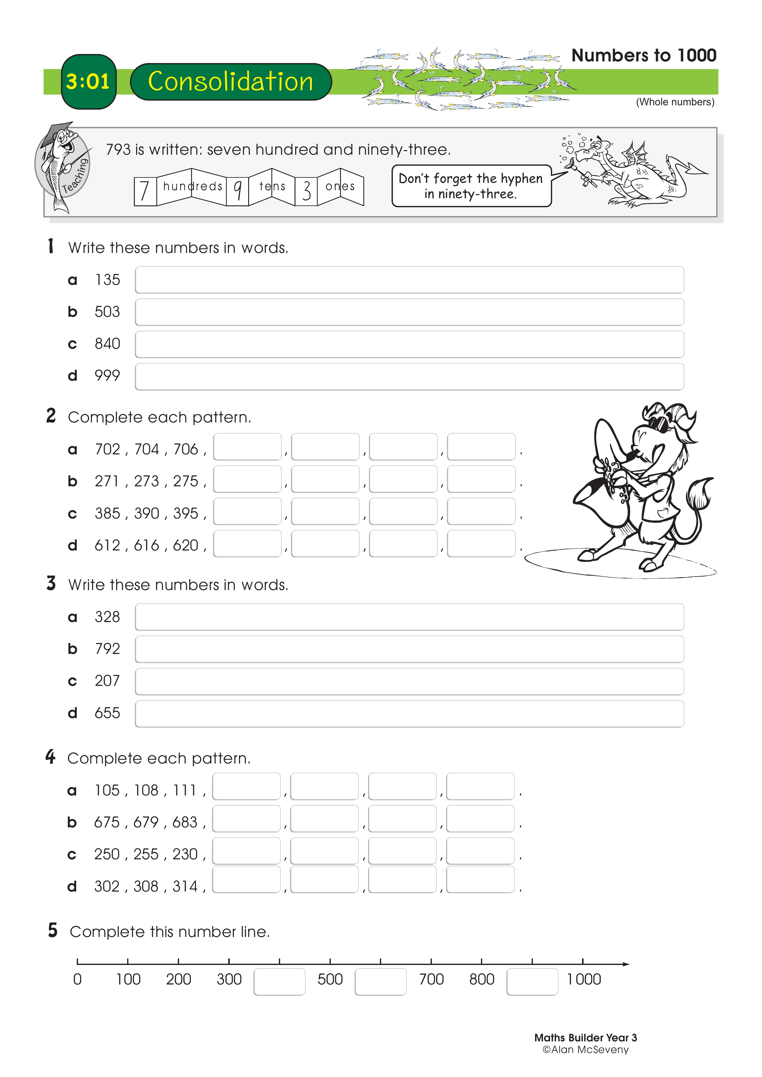 Numbers to 1000 — worksheet preview