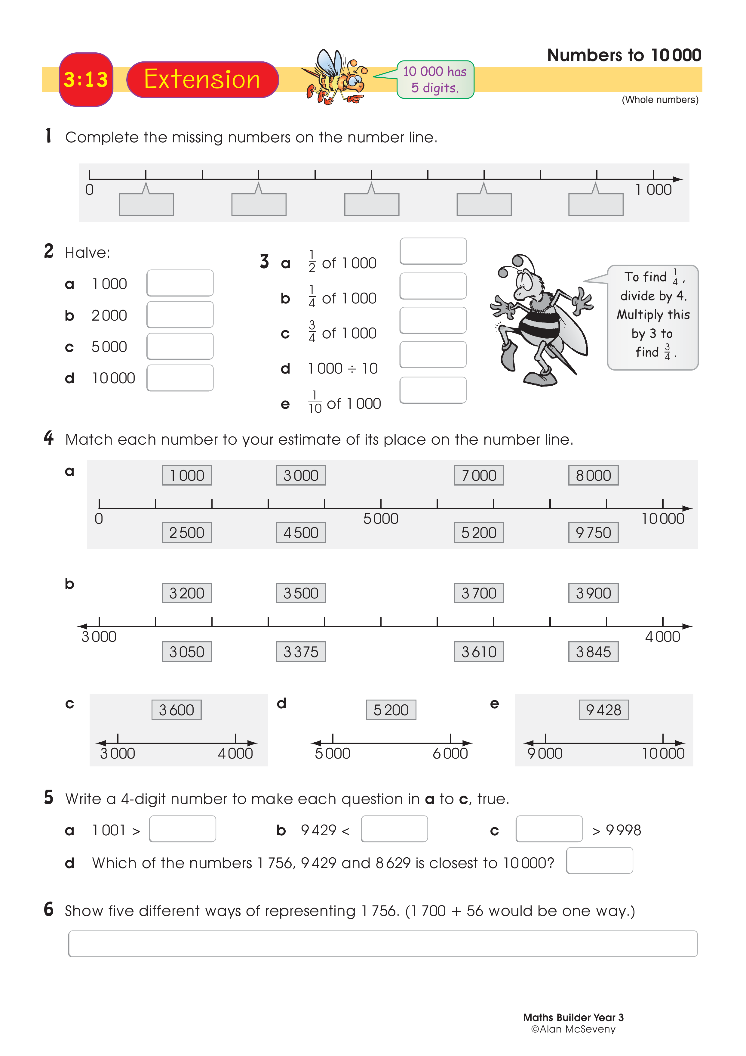 Numbers to 10 000 — worksheet preview