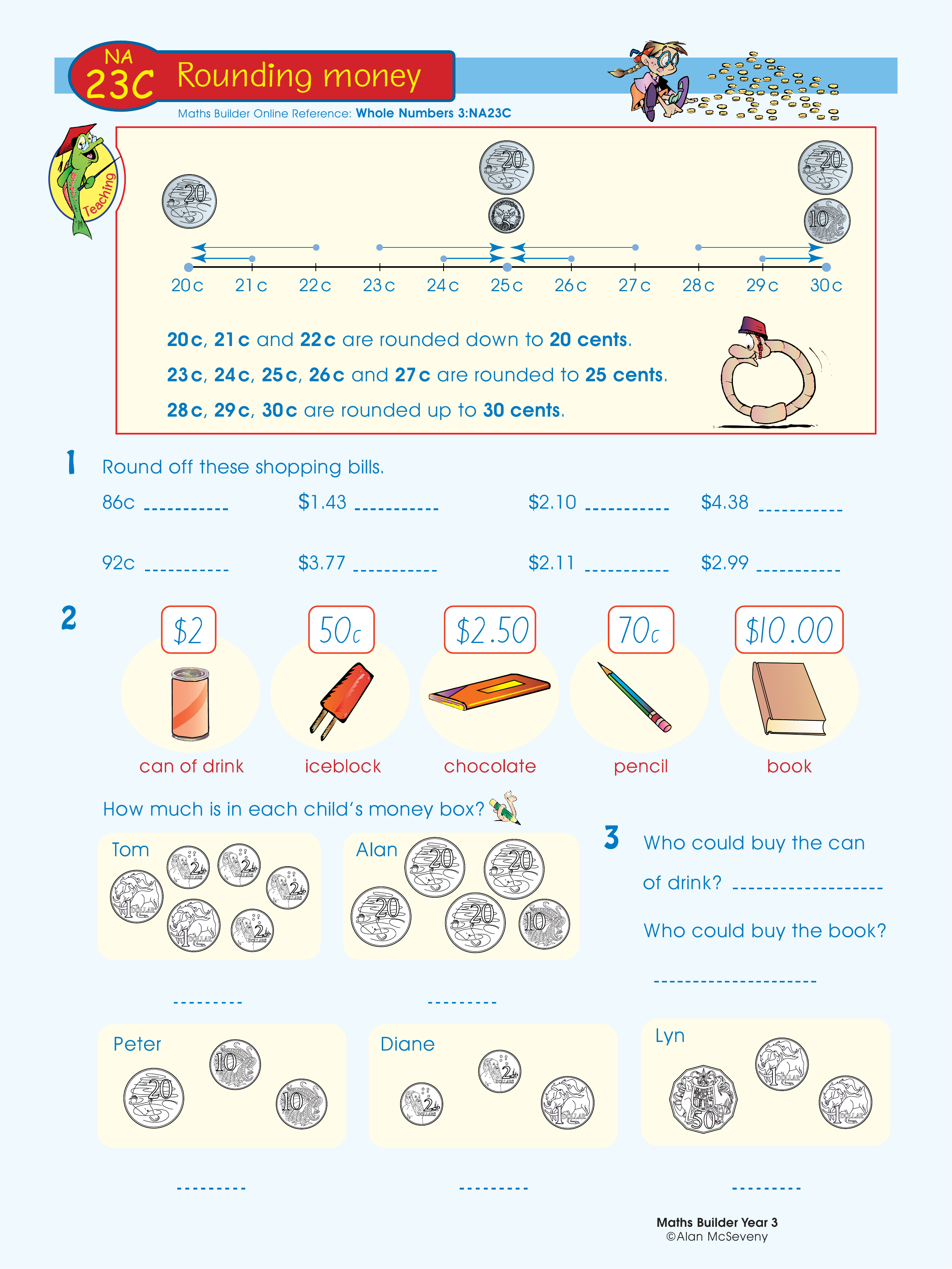 Rounding money — worksheet preview