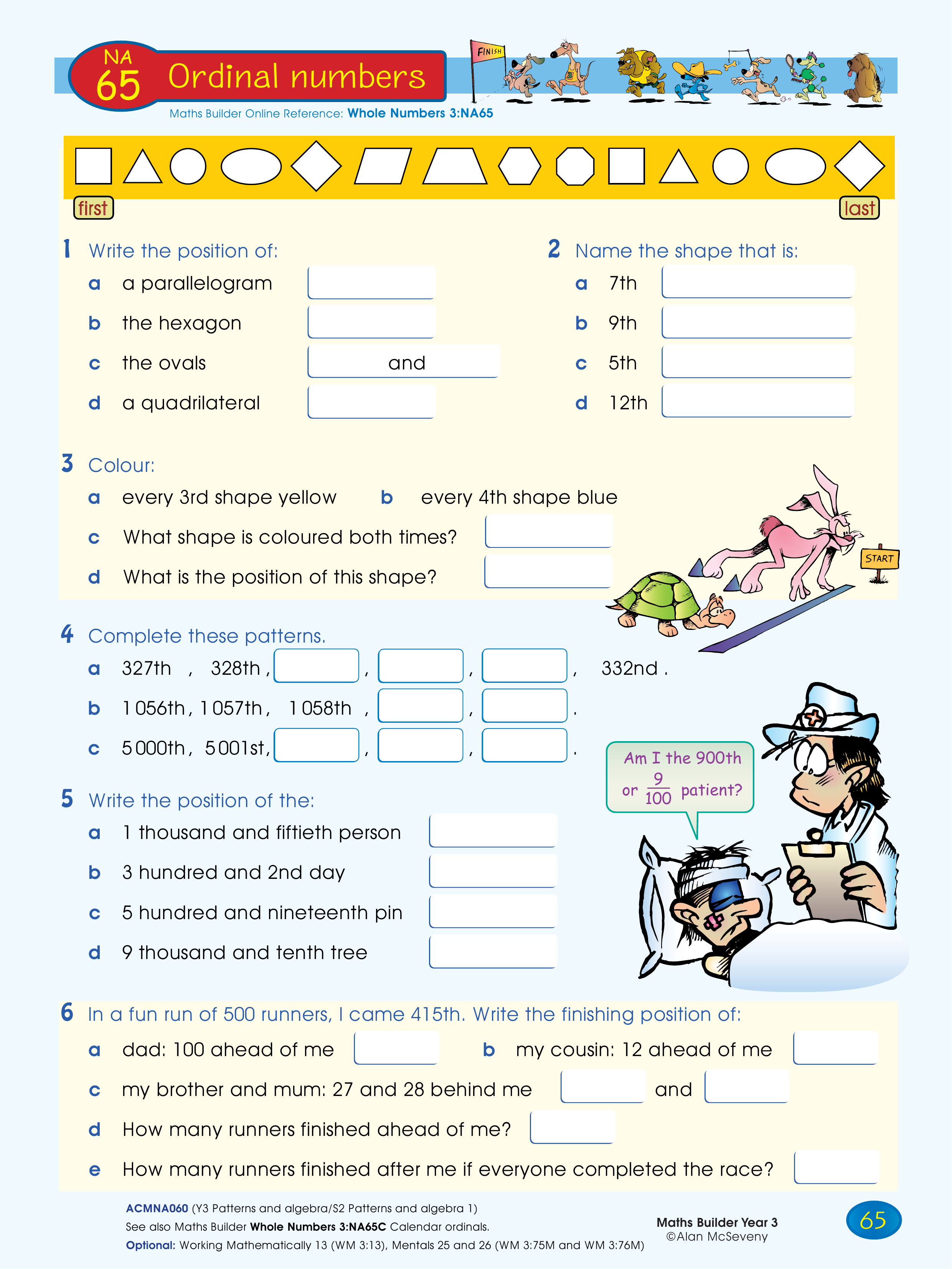Ordinal numbers — worksheet preview