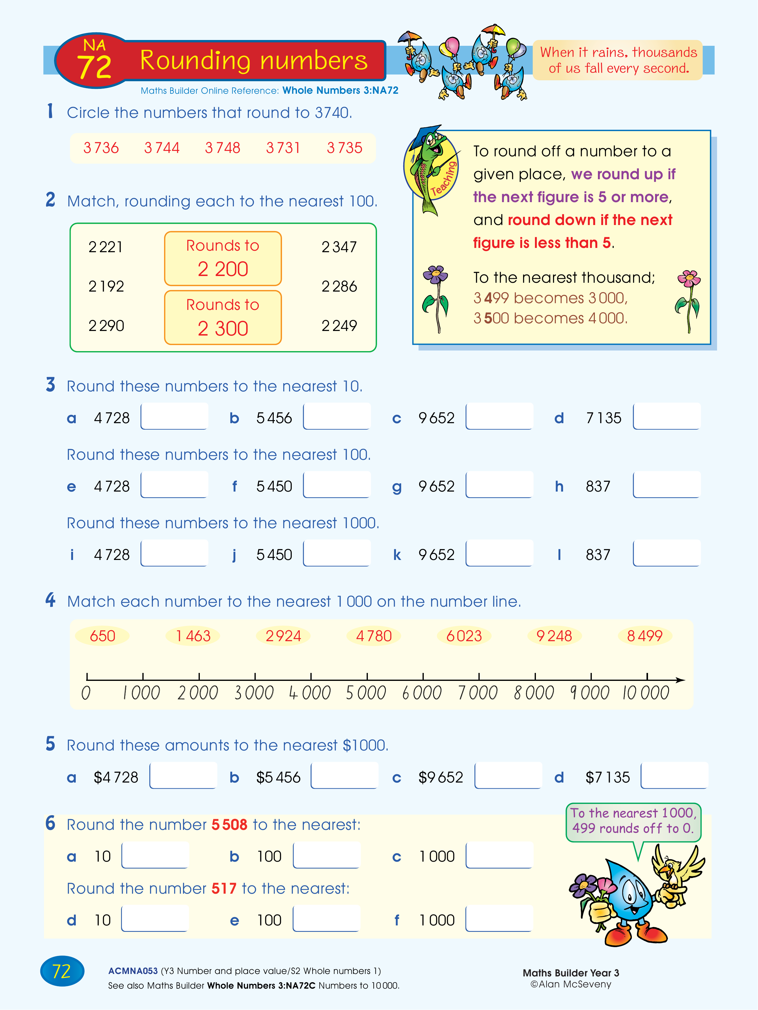 Rounding numbers — worksheet preview