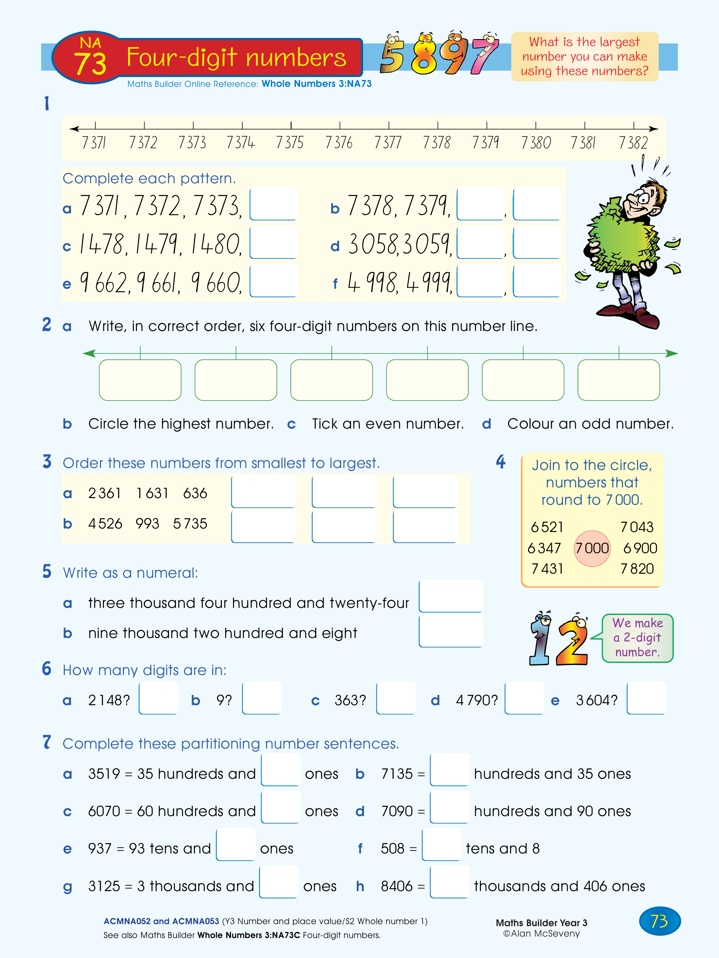 Four-digit numbers — worksheet preview