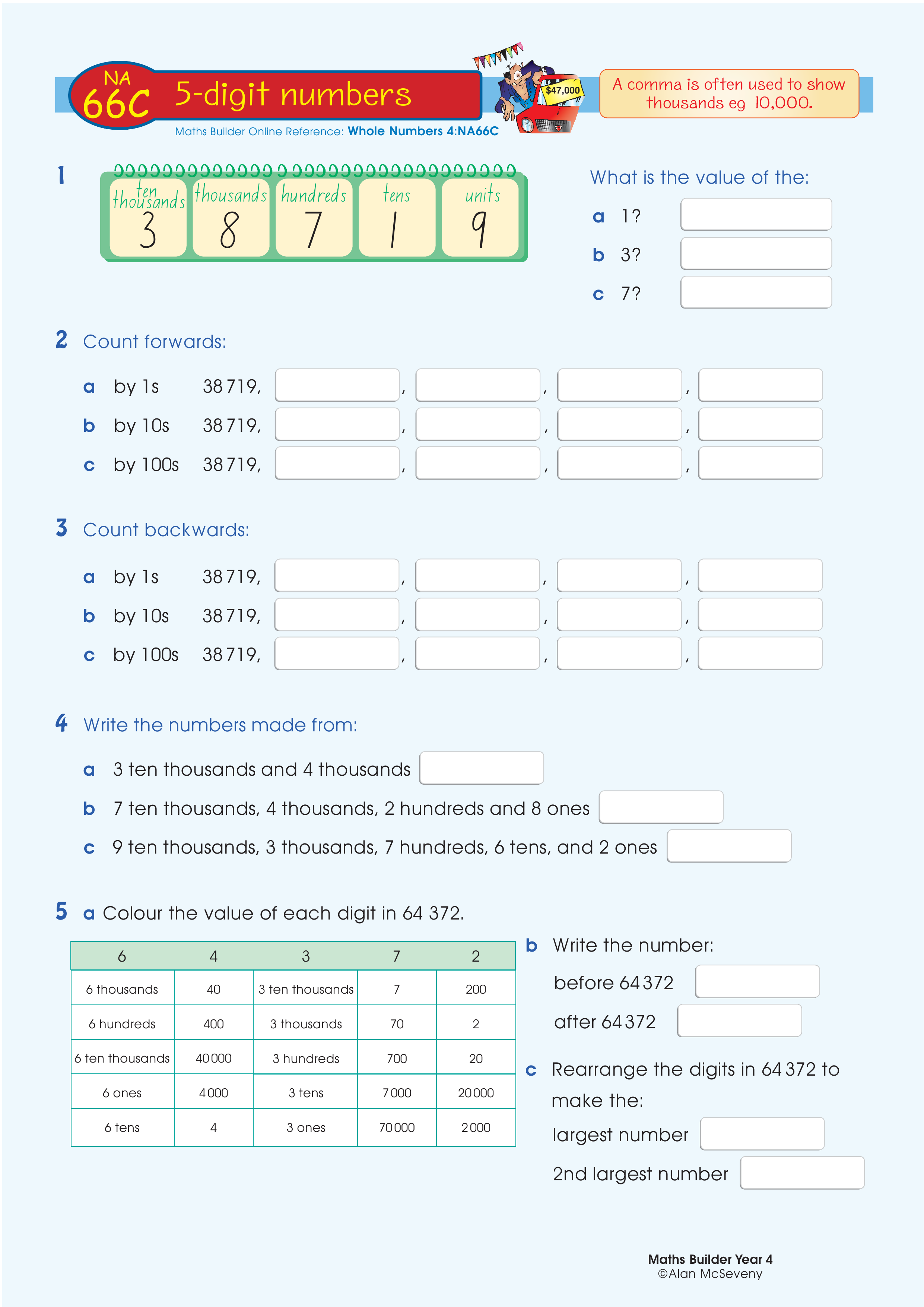 5-digit numbers — worksheet preview