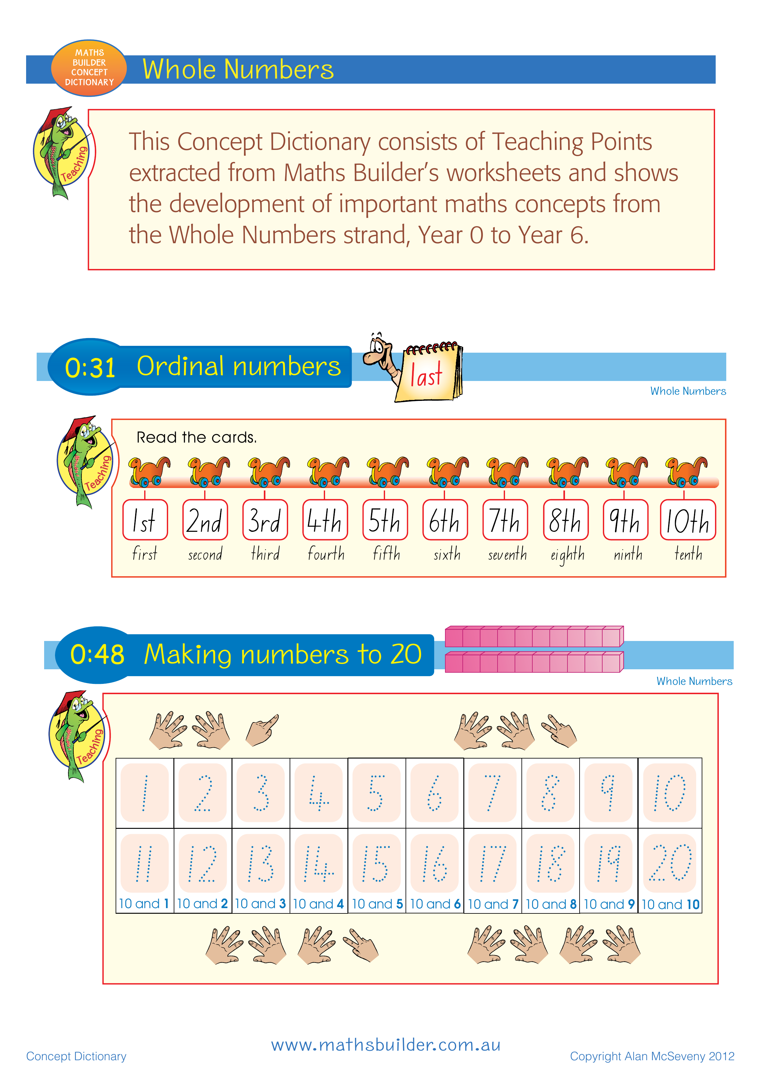 Concept Dictionary – Whole Numbers — worksheet preview