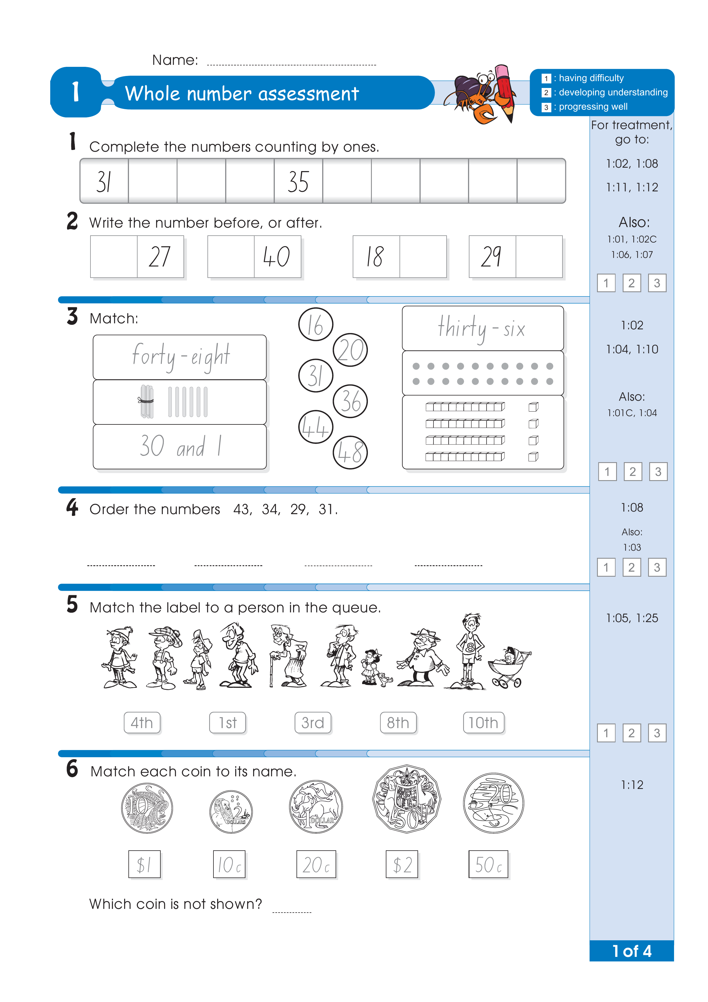 Assessment for the whole of Level 1 — worksheet preview