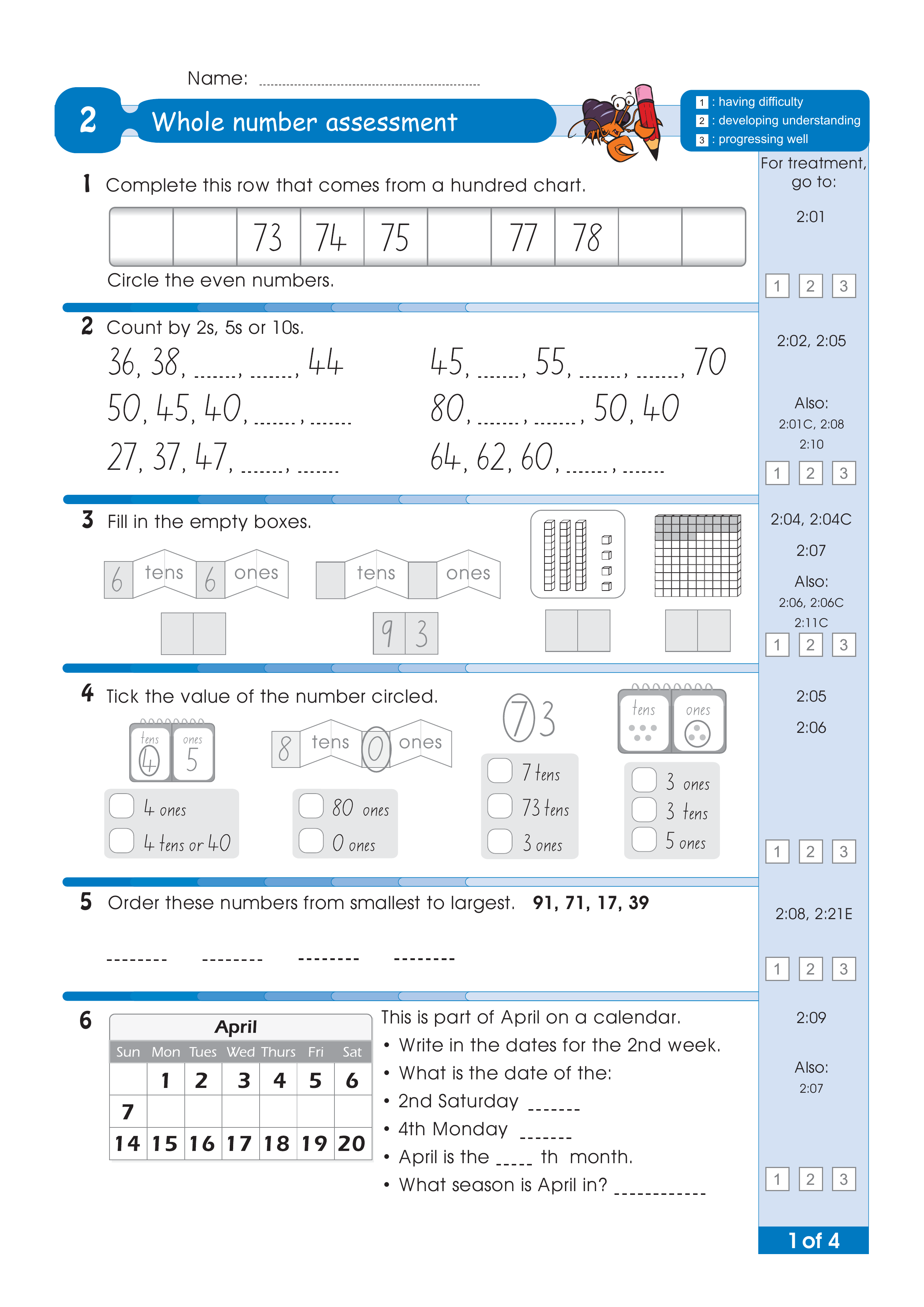 Assessment for the whole of Level 2 — worksheet preview