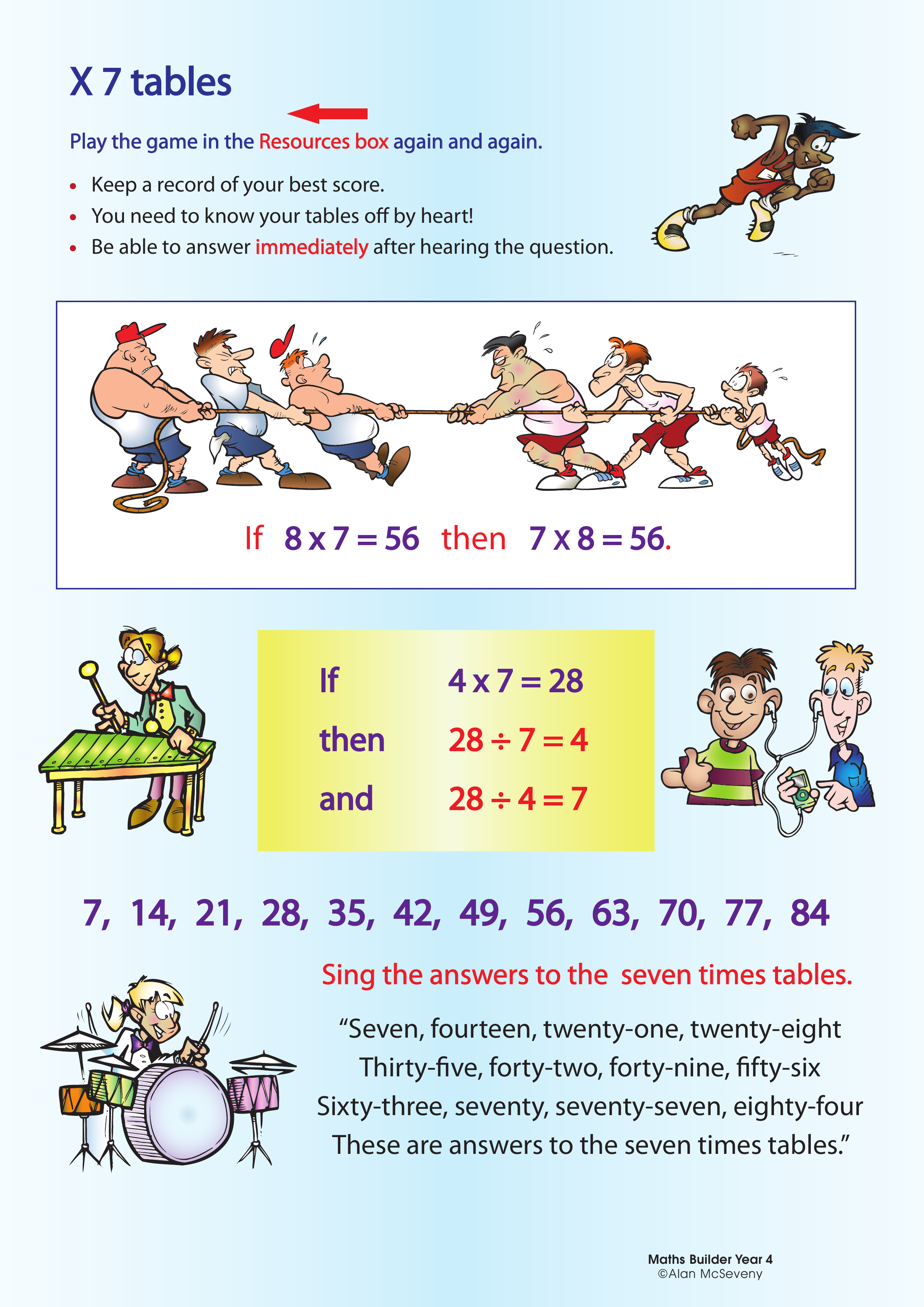 7 times tables — worksheet preview